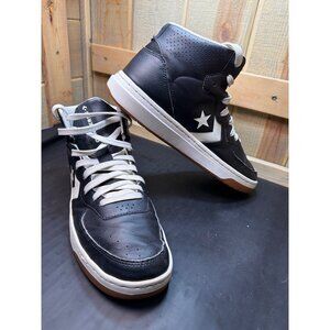 Converse Rival Mid Mens Black Leather Retro Sneakers Size 10